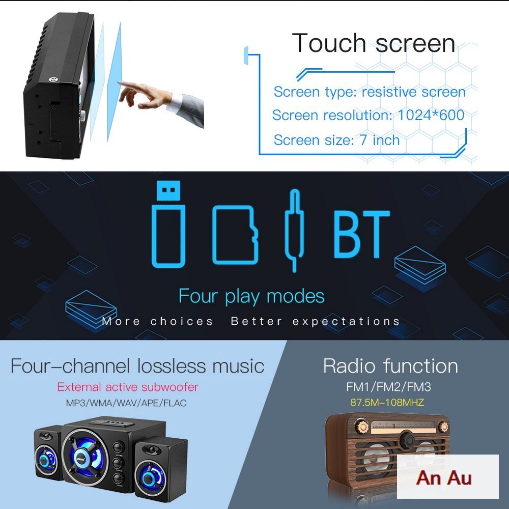 7 inch HD car MP5 player X4 Car player With 4LED rear camera Car electronics Car video player