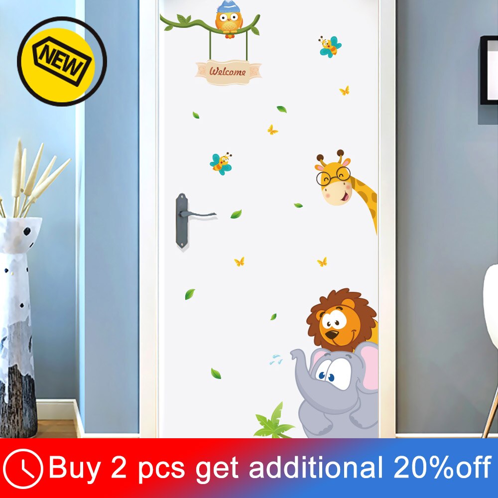 Tegneserie dyr dør klistremerke barnerom dekorasjon, vegg klistremerke låve barnerom, selvstendig veggmaleri tapet, med lim, barnehageinnredning: Nr. .709