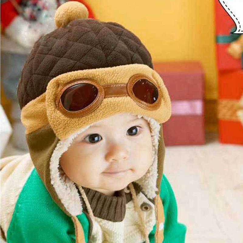 Nette Winter Warme Baby Hüte Kleinkind Kleinkinder Jungen Mädchen Pilot Flieger Warme Mützen Weichen Eargflap Hütte Mützen Kappe Pilot Kappe