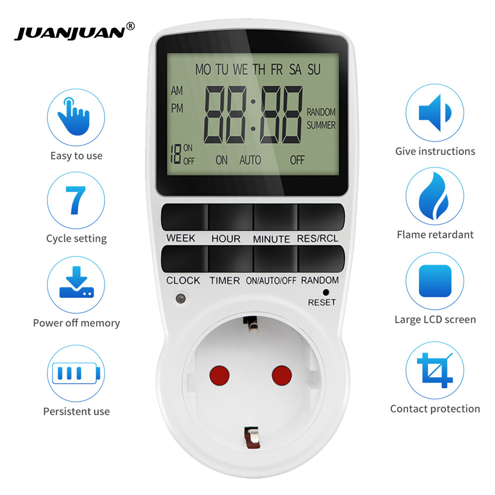 Interruptor de temporizador Digital, enchufe electrónico programable de 12/24 horas, enchufe EU UK US AU FR, enchufe de salida, aparato de cocina, Control de tiempo