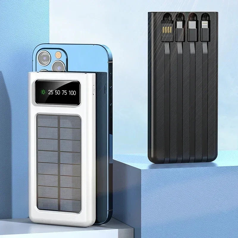 Xiaomi 200000mAh Solar Power Bank Ultra Capacity USB 4 in1 Super Fast Charging USB TypeC LED Light Outdoor Power Bank For iPhone