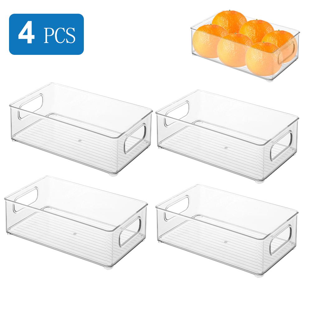 Clear Pantry Organizer Bakken Huishoudelijke Plastic Voedsel Storage Box Voor Keuken Werkbladen Kasten Koelkast Vriezer: 4pcs