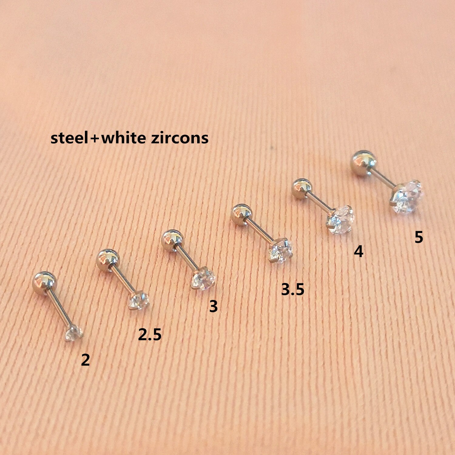 1 pc lot Slim Ear sztaba iglicowa 0.8*6mm stal nierdzewna śruba stalowa powrót okrągłe cyrkonie stadniny kolczyki 2mm do 5mm IP poszycie nie łatwe znikną: 3mm 1pc / steel white