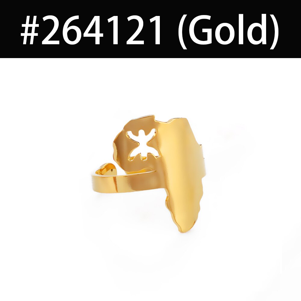 Anniyo Afrika Kaart Berbers Ring Afrikaanse Berber Sieraden Vinger Ring Voor Amazigh Vrouwen Mannen #264121: Gold Color