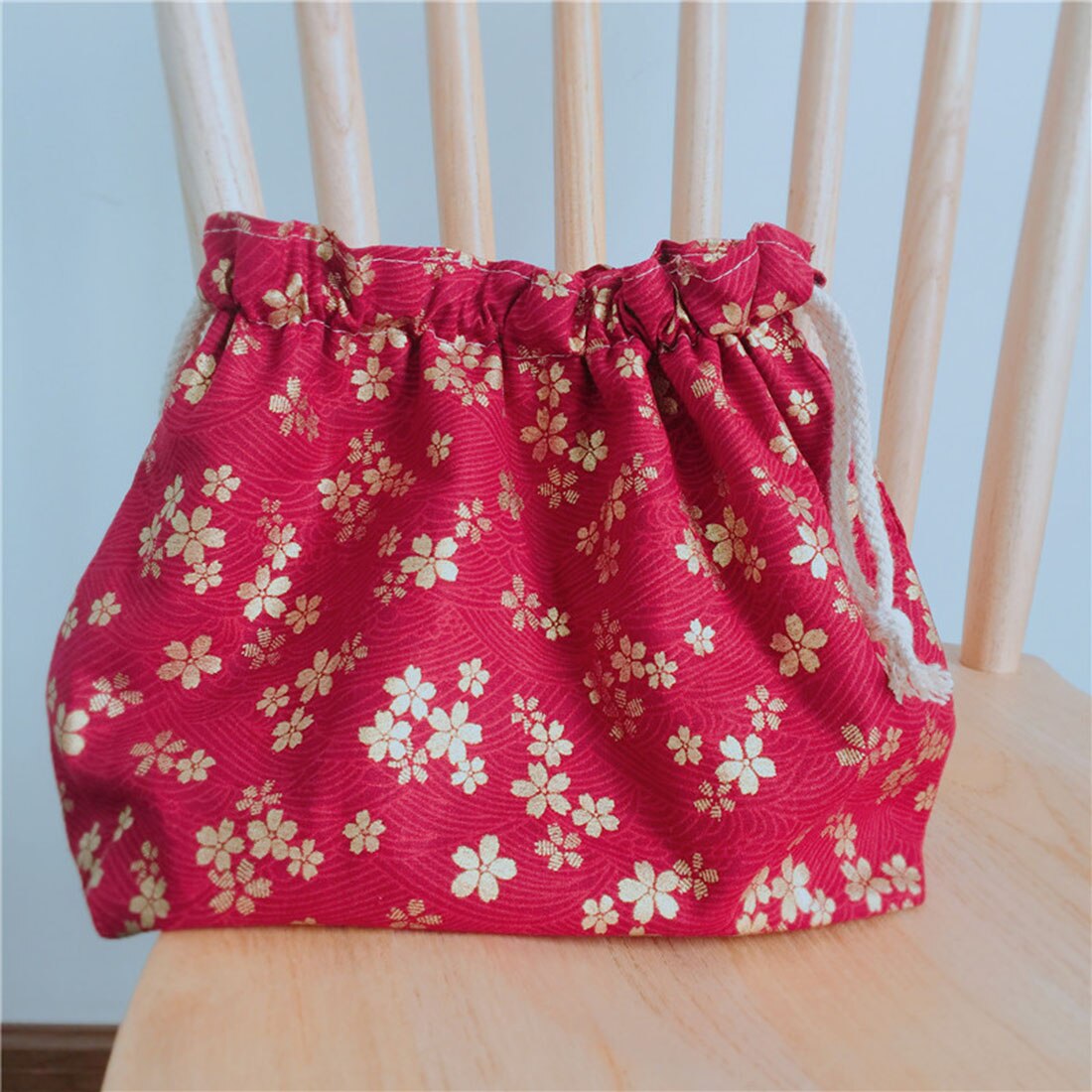 Moda almoço saco drawstring almoço sacos para mulheres crianças portátil lancheira estilo japonês bento tote bolsa de viagem piquenique: B Lunch Bag