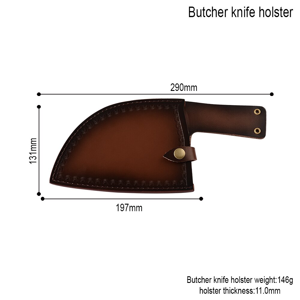 Chinese Chef Knife Sheath Leather Universal Kitchen Knives Blade Guards For Stainless Steel Cleaver Butcher Knife With Loop Belt: 6.5 inch Butcher