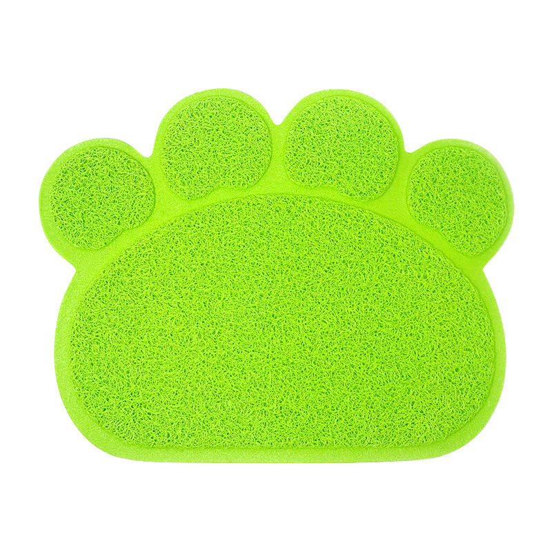 PVC Paw Print Pad Dog Cat Litter Mat Waterproof Kitten Feeder for Home Pet Cat Supplies Cat Litter Trapper Easy Cleaning Mat: green