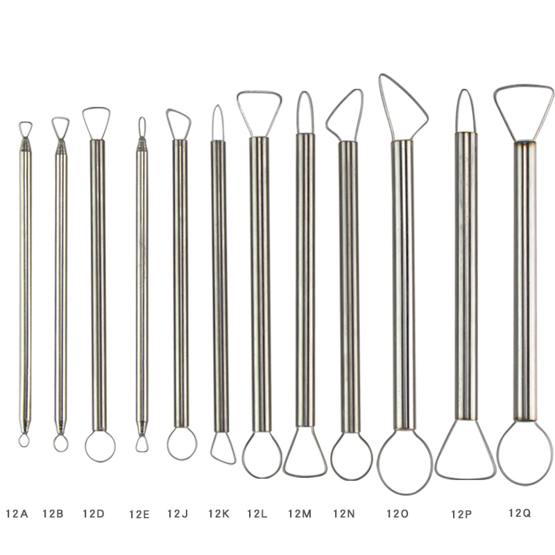 Espátula para arcilla, cerámica, acero inoxidable, cerámica, arcilla, escultura hecha a mano, herramienta de dibujo de losa: 12pcs