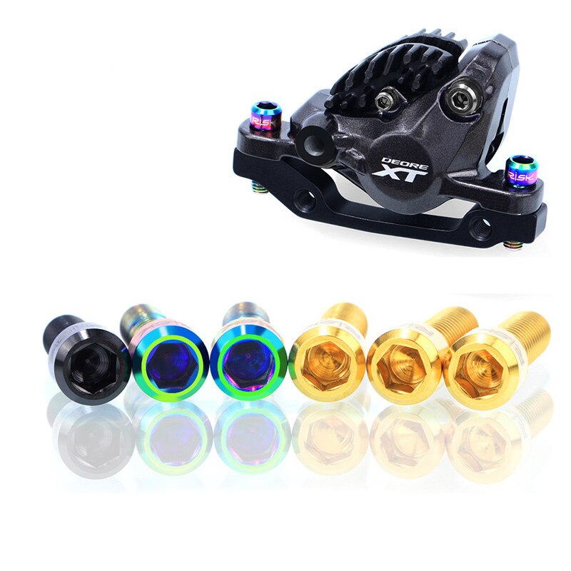 RISK 4pcs M6x16/18/20mm 4 Colors Titanium Alloy Bicycle Disc Brake Clamp Bolt Suit For SLX XT MTB Bike Device Fixed Screw Bolts