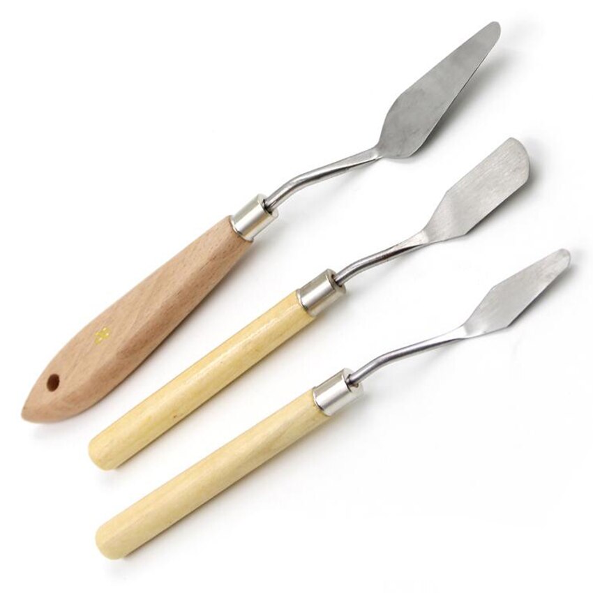 1 Uds pintura mezcla espátula de acero inoxidable espátula paleta cuchillo raspador de pintura al óleo paleta de artistas cuchillo Flexible herramienta de arte