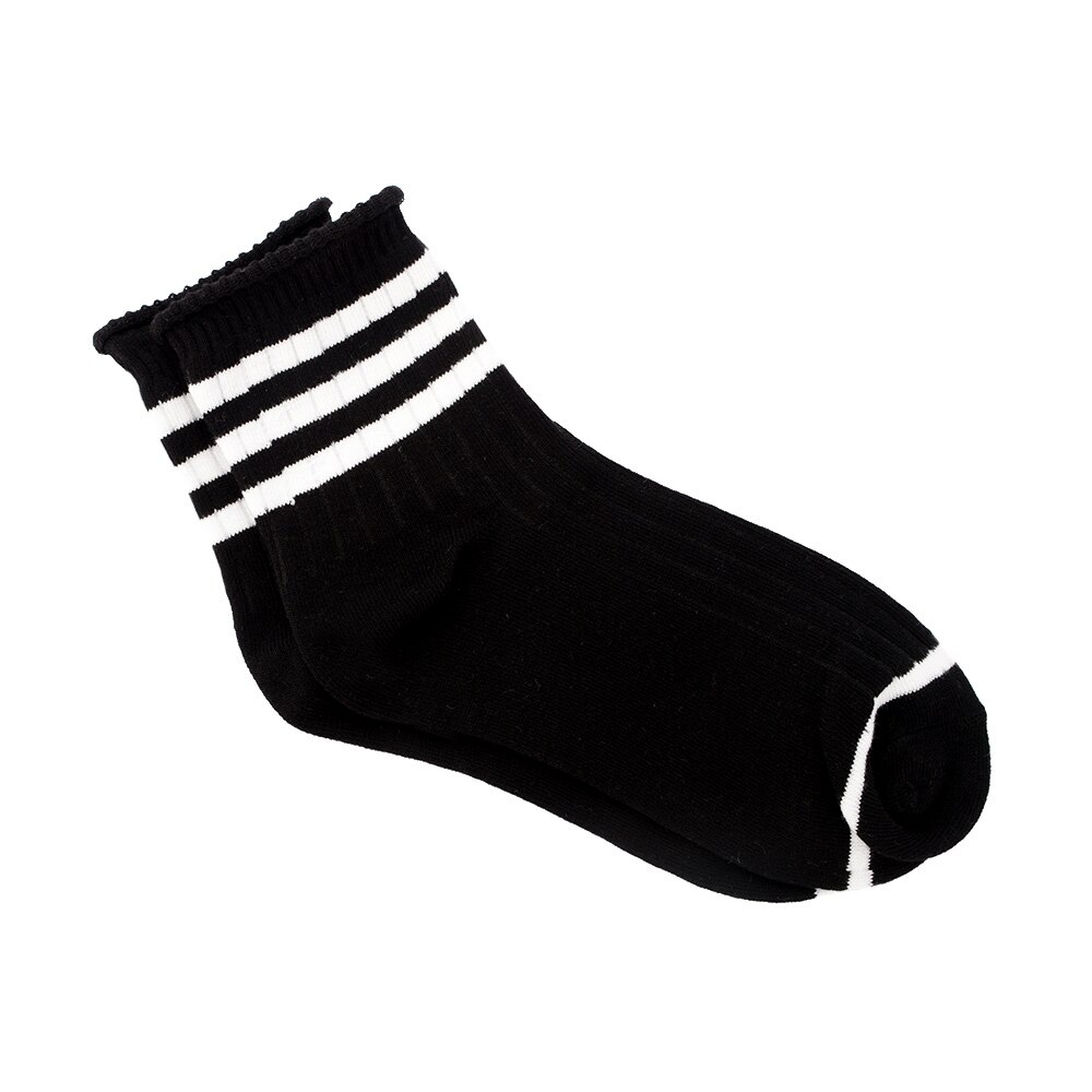 Kvinder pige stribede strømper sok varm elastisk ankel sokker flerfarvet: Sort