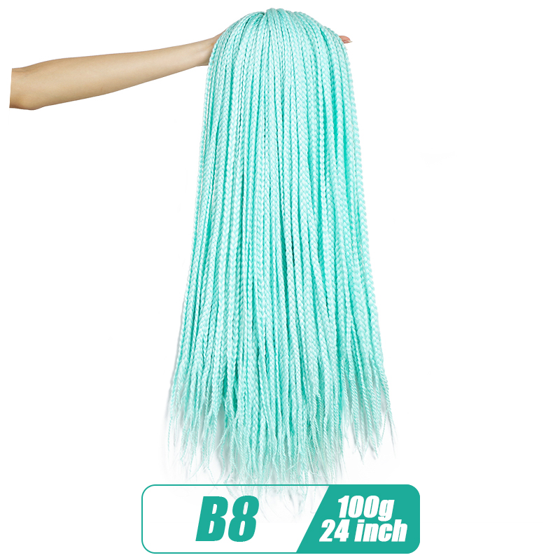 19 Color Crochet Hair Ombre Box Braids 24 Inch Zizi Braiding Hair Pre Stretched Kanekalon Synthetic Hair Extension For Braids: T1B/4/30