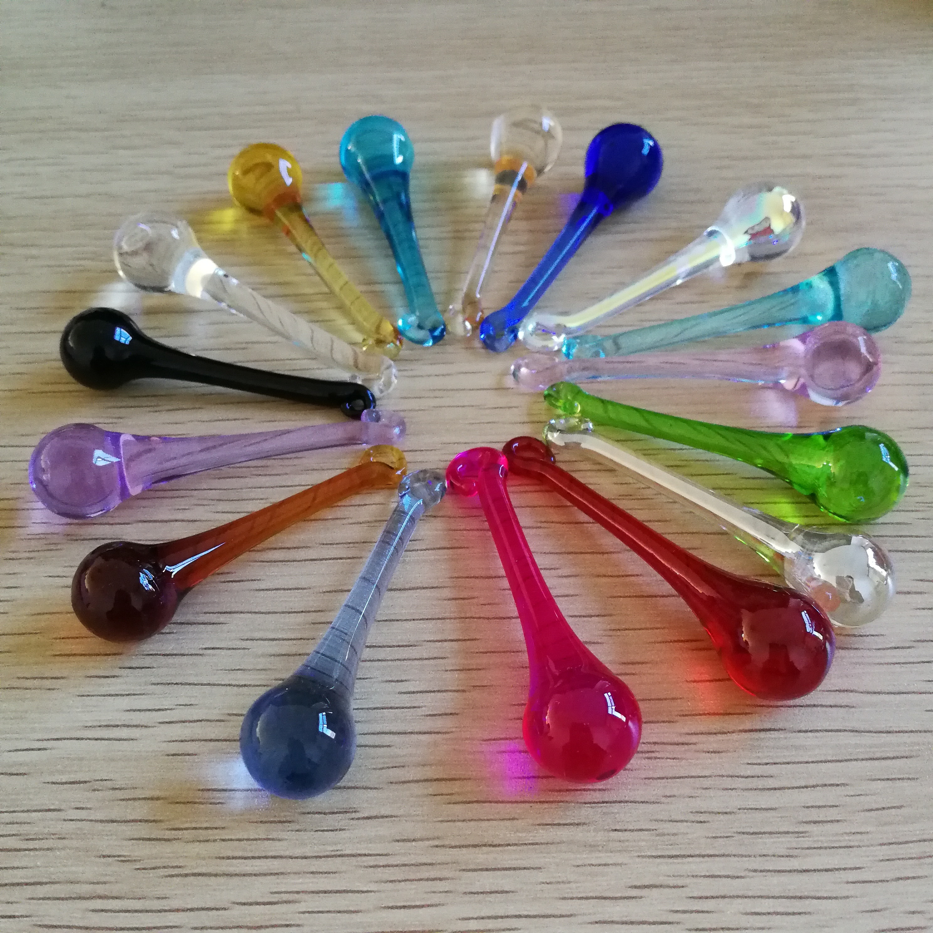 10Pcs Multicolor Regendruppels Kristallen Kroonluchter Onderdelen 20*80Mm Lamp Glas Opknoping Hangers Kralen Gordijn Accessoires
