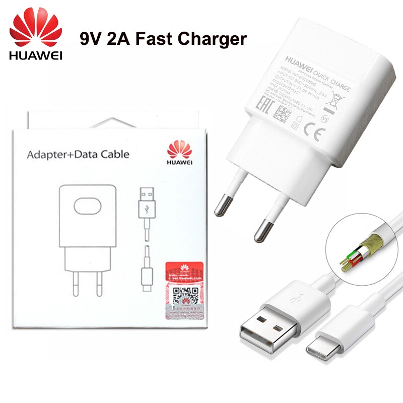Huawei 9 v 2a eu- 9  qc 2.0 schnellladeadapter usb typ c für nova 3, 3i 4 9 lite 8x p7 p8 p9 p10 p20 mate 7 8: Eu typ c mit box