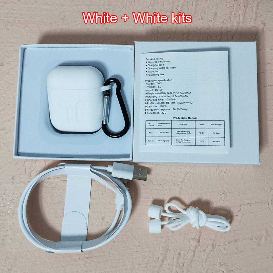 i10000 TWS Air 2 Rename Wireless Bluetooth Earphone Smart Sensor 8D Super Bass Pop up Earbuds 1536D PK i200 i1000 i5000 i9000TWS: White-white kits