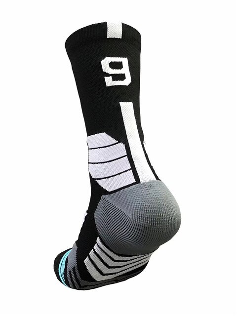 Calzini da basket professionali collocazione 0-9 numero calzini inferiori calzini sportivi sportivi per uomo e donna: 9 black socks 1pcs