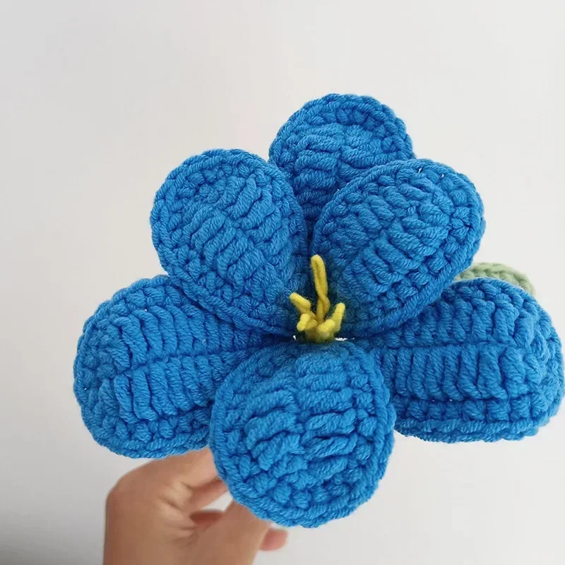 (ingen vase )1pc håndlavede blomster kunstige tulipaner buket hæklet evig blomst til bryllup hjemmeborddekoration år: Khaki