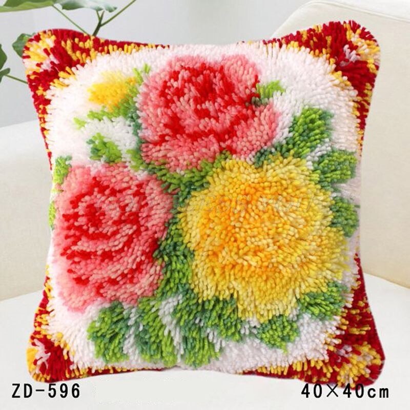 Flowers Grass Coarse Wool Latch Hook Kits DIY Cross Stitch Carpet Embroidery Plant Series Segment Embroidery DIY Rug Hooking Set