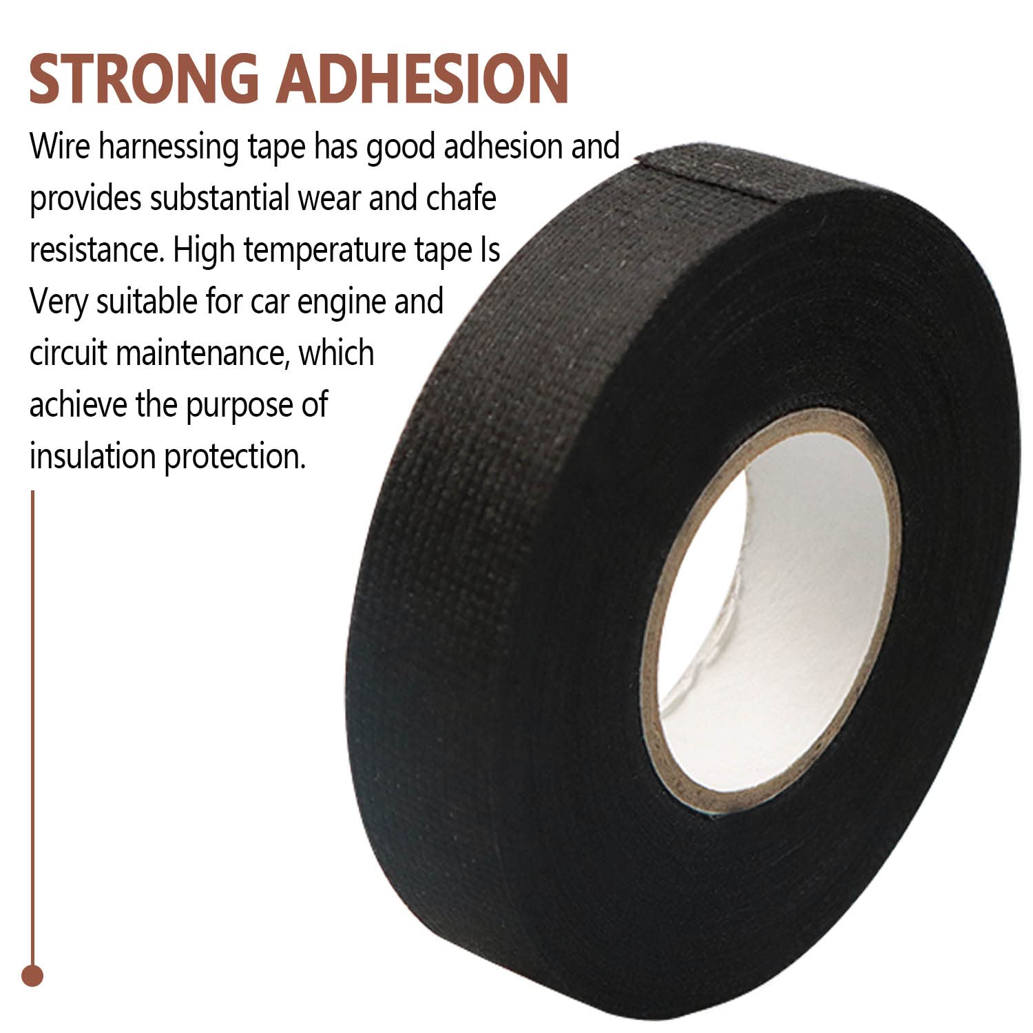 Hitzebeständiges, selbstklebendes Stoffband für Auto, Auto, Kabelbaum, Kabelbaum, Schutz, Breite 9/15/19/25/32 mm, Länge 15 m