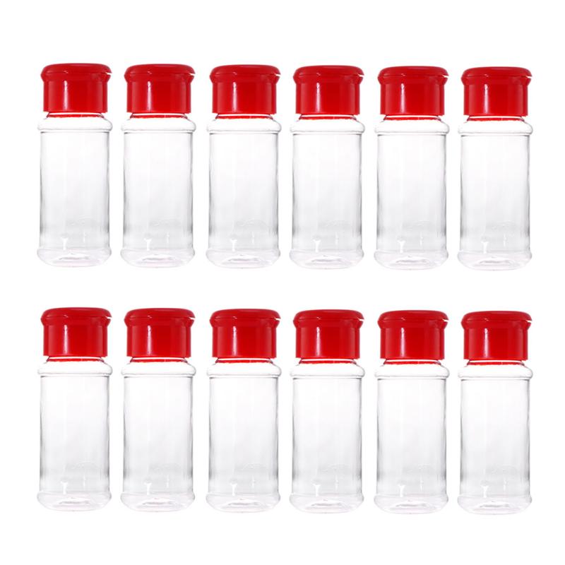 10/12/24pcs Plastic Spice Pot Seasoning Bottles Pepper Shakers Salt Jar Condiment Can Cruet Seasoning Storage Box for Barbecue: 24PCS Red