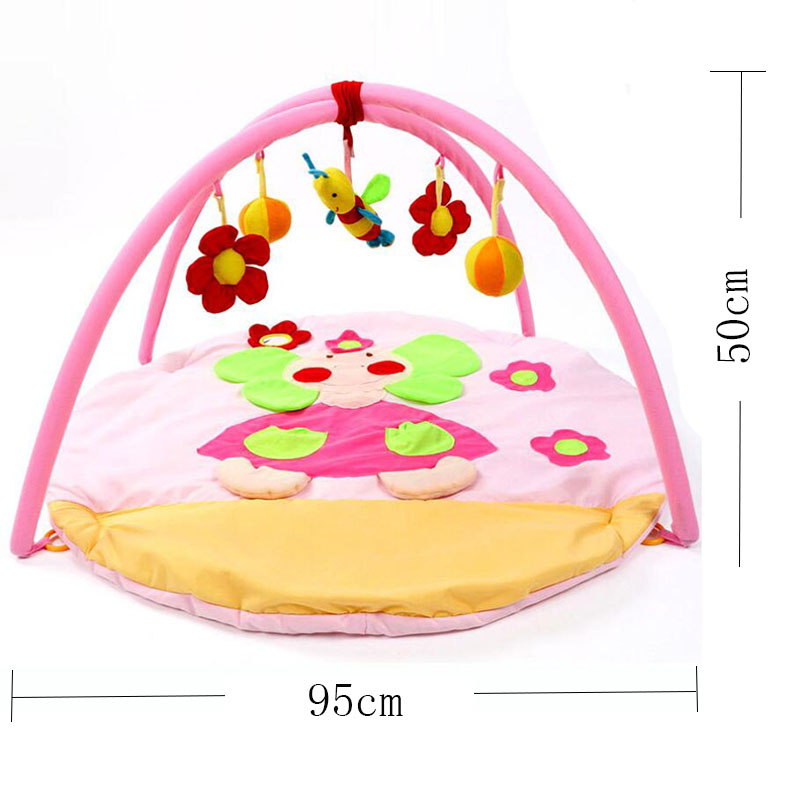 Cartoon Baby ​Activity Gym 0-12M Play Mat Gym Fitness Rack Kids Rug Animals Pad Toys Crawling Cotton Carpet Game with Rattles: butterfly