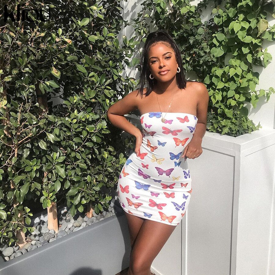 Kliou sommer kleidung für frauen sommer neue bogen drucken Mini kleid liebsten dünne ärmellose weibliche elastische Höhe schlank Outfit