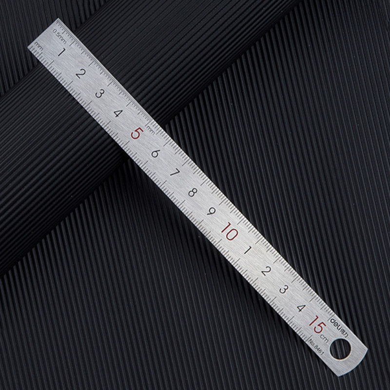 Deli 15cm Stainless Steel Metal Straight Ruler MM Inch Measuring Scale Rule Artist Art Stationery Store Office School Supply
