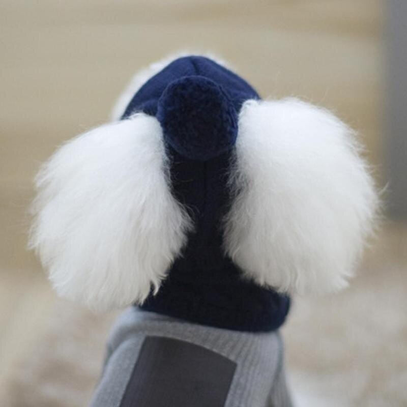 Hat til hunde vinter varme striber strikket hat + tørklæde krave hvalpe bamse kostume juletøj santa hund kostume chihuahua