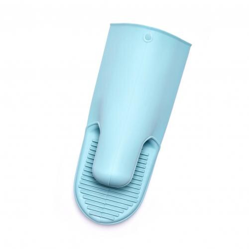 Silicone Gloves Heat Resistant Non-slip Anti-scald Oven Grilling Barbeque Mitts Cooking Baking Gloves Hand Clip: green
