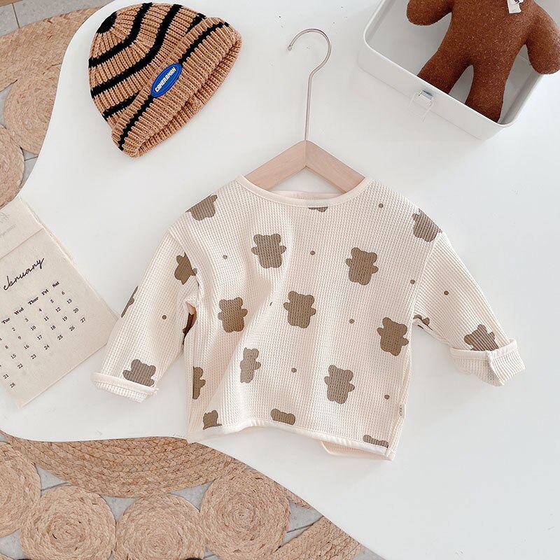 MILANCEL-Conjunto de ropa de otoño para bebé, pijama para niño pequeño, traje de oso, ropa de dormir de Waffle infantil,