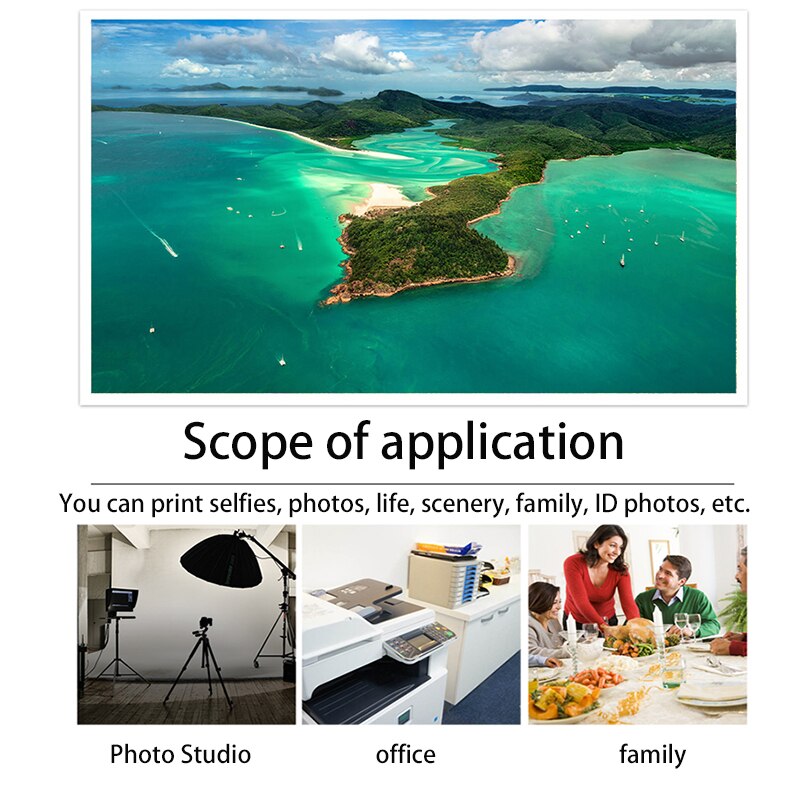 Photo Paper for Inkjet Printer Paper Imaging Supplies Printing Paper Photographic Color Coated 100 Sheets Glossy 4R 6inch 4x6