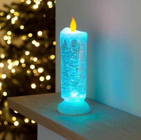 Genopladelig flammeløs farve chaing elektronisk led lys med glitter drys vand juledekoration: -en