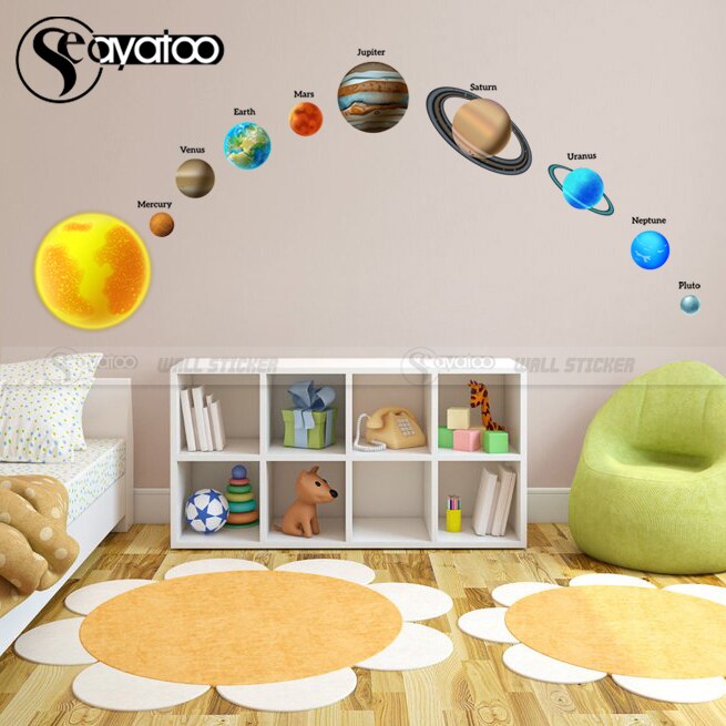 Space galaxy wallsticker planet univers stjerner solsystem astronomi vinyl mærkat kid uddannelse boligindretning