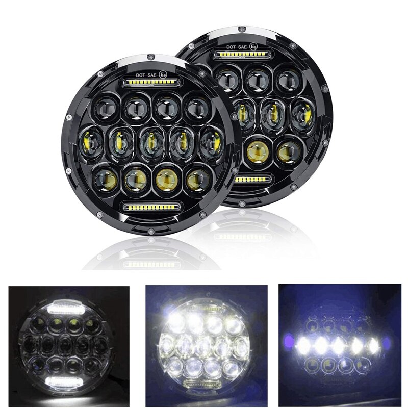 2 st 7 tum runda 150w totala ledstrålkastare för jeep wrangler jk tj  lj 1997-17
