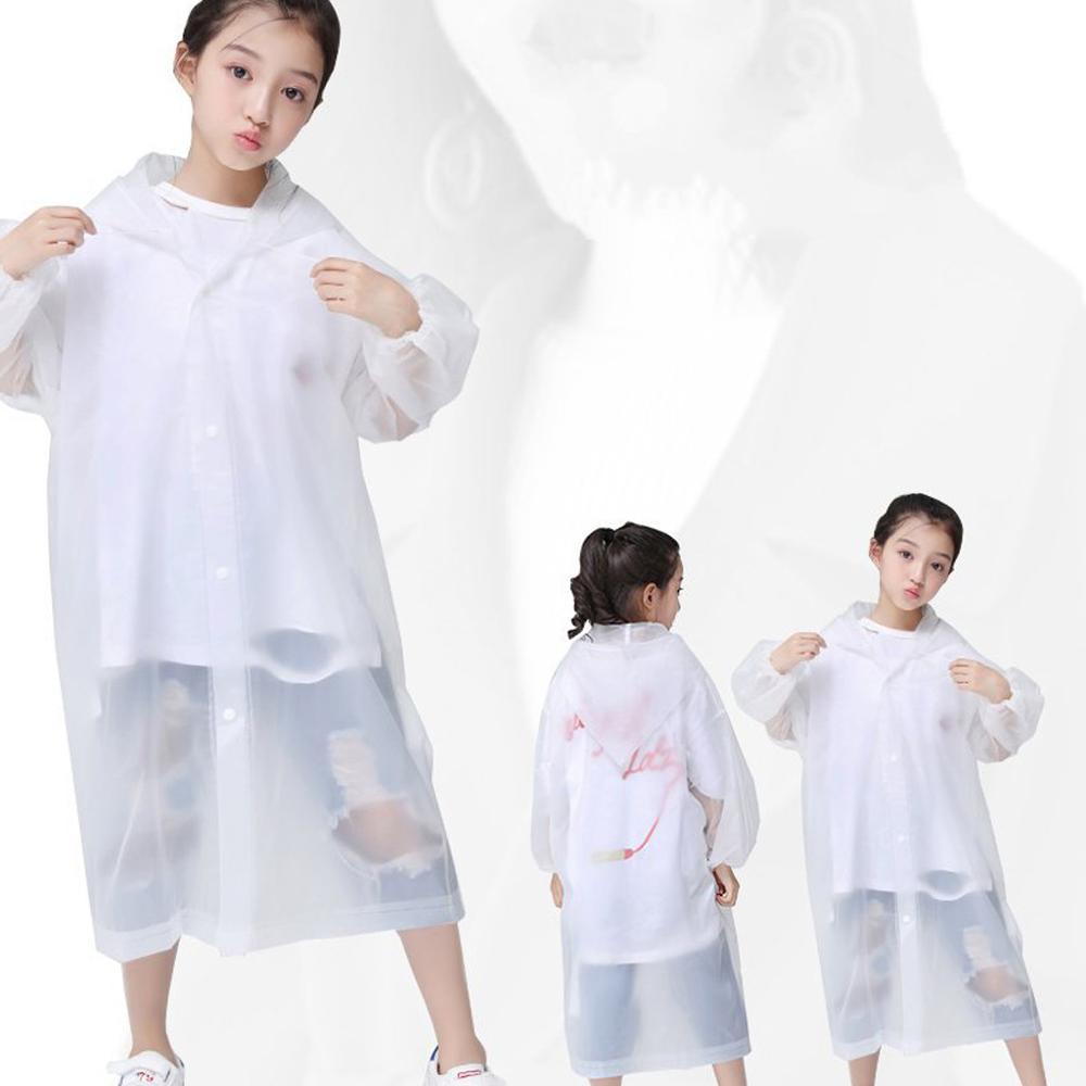 Material EVA, buena suavidad y elasticidad de goma, Poncho de chubasquero EVA para la lluvia, Sudadera con capucha transparente, impermeable, niño no desechable FD: Blanco