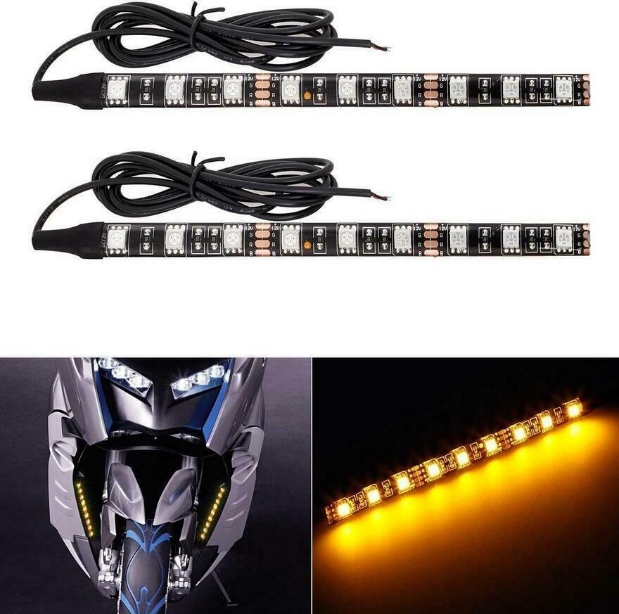 Indicador de señal de giro para motocicleta, luz ámbar Universal, 9 LED, intermitente, 2 uds.