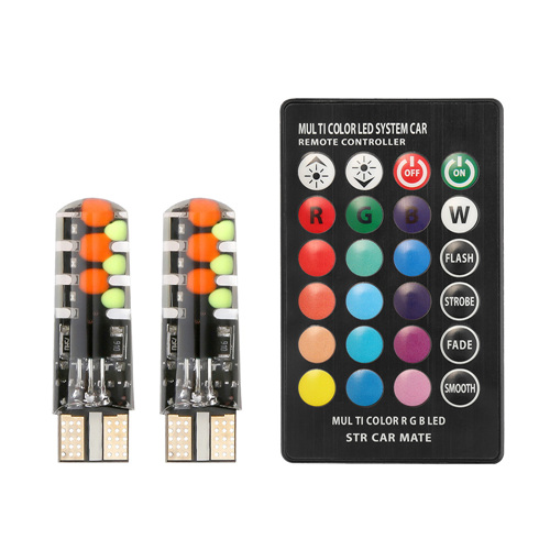 Led W5W T10 RGB Luz de liquidación Universal coche RGB COB 12SMDs colorido Multi Modo bombillas para coche con control remoto: one set rgb bulb