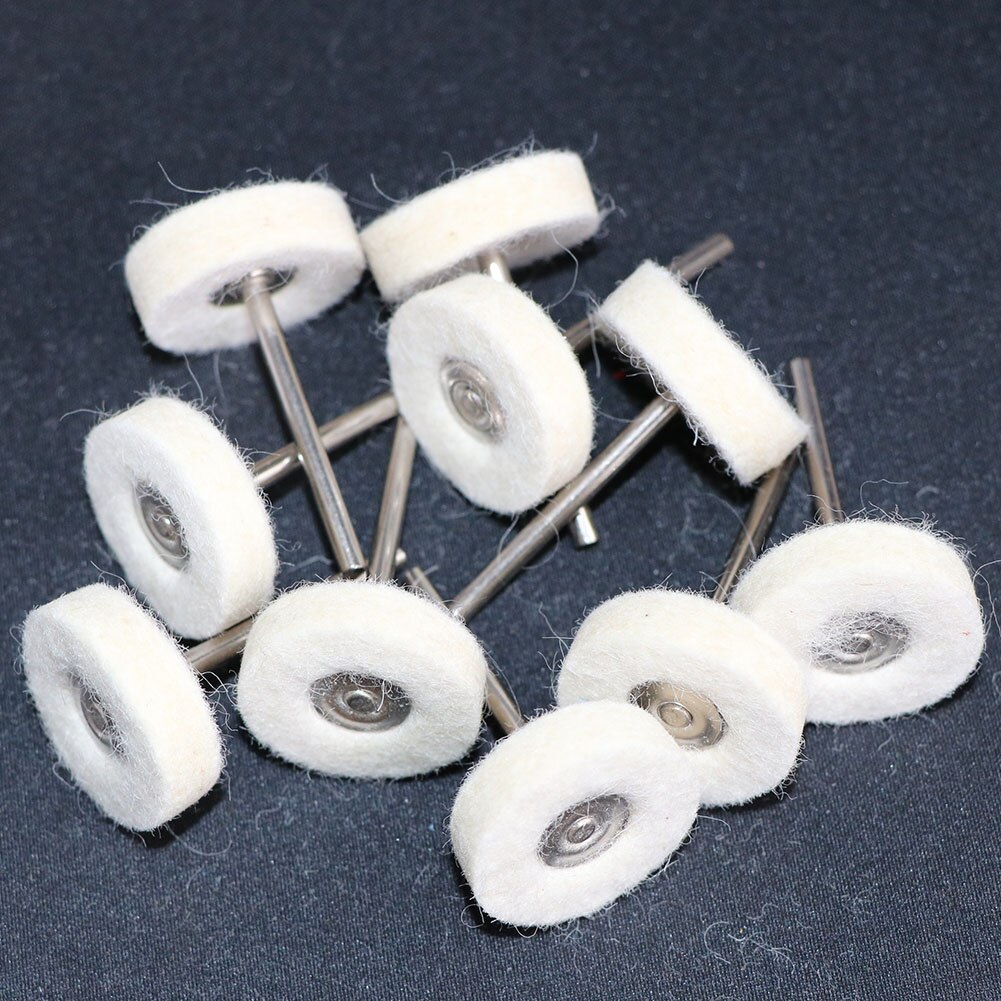Cepillo rotativo de 1 pulgada y 10 piezas, rueda de pulido para herramientas rotativas, accesorios de fieltro de lana redonda de 25mm: 10pc wool felt / with 3mm shank