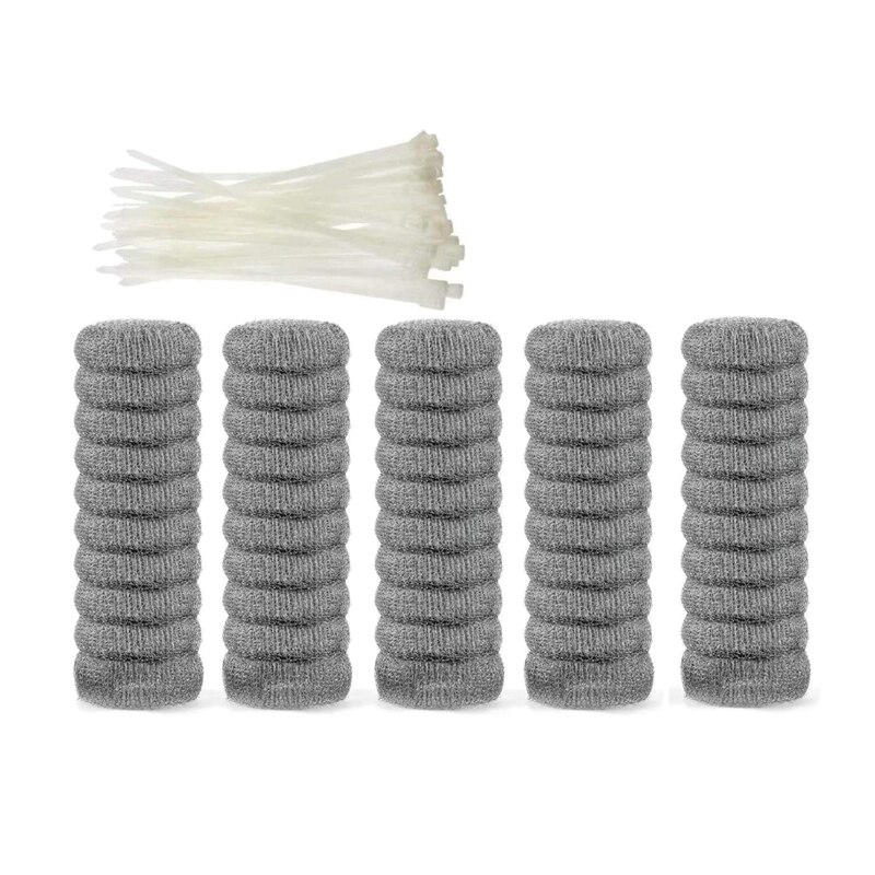 50Pcs/Set Lint Traps Stainless Steel Washing Machine Lint Snare Traps Washer Hose Lint Traps with 24 Pcs Cable Ties