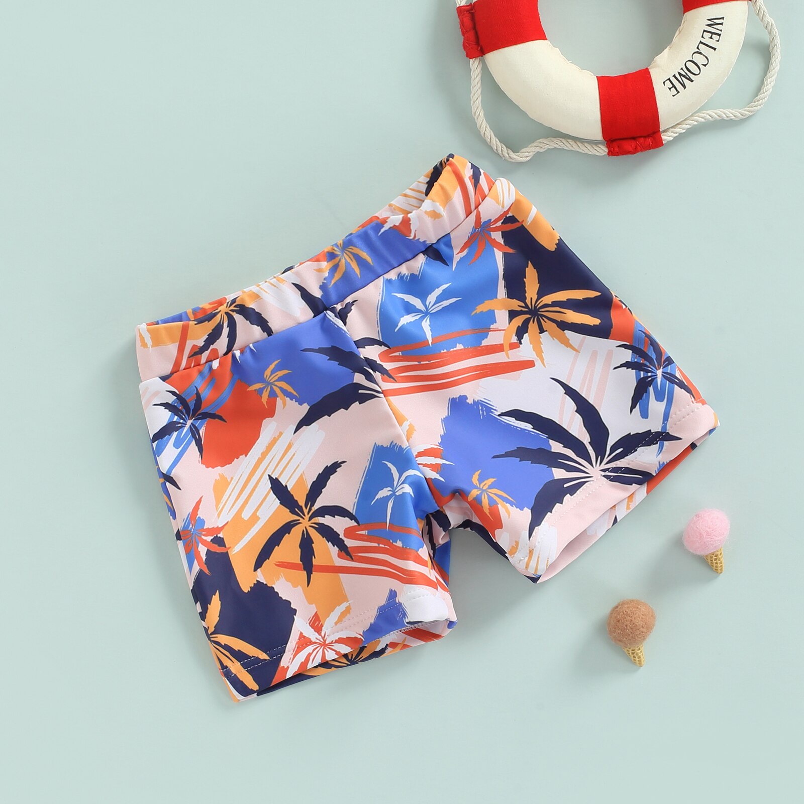 Imcute 2022 Summer Fashion Toddler Baby Boys costumi da bagno Shorts Cartoon cocco stampa elastico in vita estate pantaloni corti da spiaggia