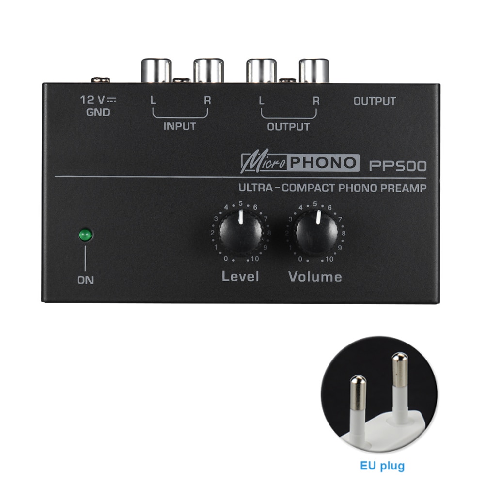 PP500 Ultra Compact Volume Controles Home Phono Voorversterker Draagbare Platenspeler Fonograaf Met Niveau Voorversterker Audio Metalen Stereo