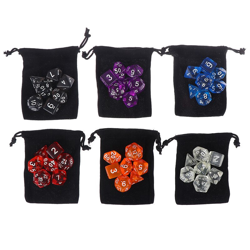 7 teile/satz DnD polyedrisch Würfel einstellen für Tabletop Spiele RPG MTG D4 D6 D8 D10 D % D12 D20 6 farben für Wählen