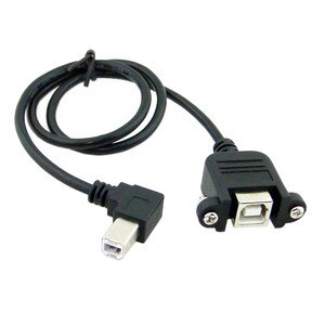 Zihan Right Angled USB B Male to Female Extension Cable w Screw for Panel Mount 1M