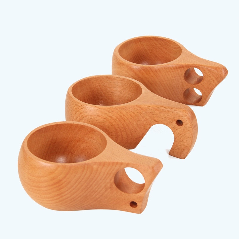 Finland kuksa Traditional Wooden Cup Outdoor Camping Drinking Cup Coffee Mug Handmade Nordic Beech Cup Travel Portable