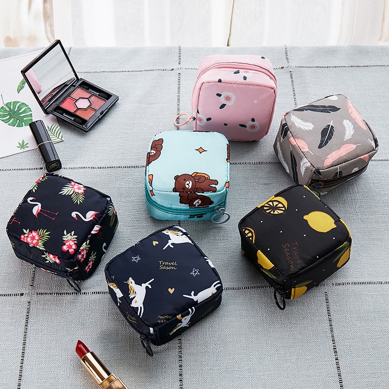 Mini Waterproof Women&#39;s Cosmetic Bag Girls Flamingo Lipstick Make Up Bags Female Small Travel Makeup Pouch Organizer Case kit