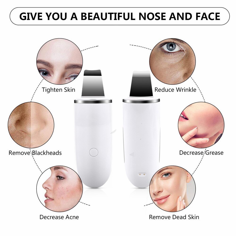 Ultrasonic Skin Scrubber Deep Face Cleaning Peeling Shovel Facial Pore Cleaner Face Skin Scrubber Lift Machine