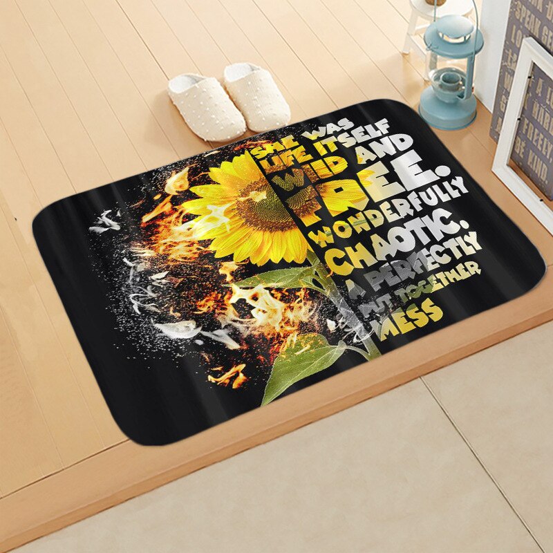 Zonnebloem Patroon Keuken Bad Deur Mat Slaapkamer Antislip Coral Fluwelen Absorberende Tapijt Tapijt Eenvoudige Home Decor Deurmat: 2DD-48120-005