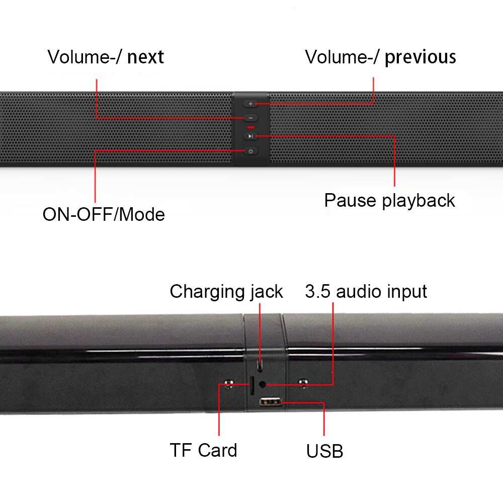 Home Theater 20W Bluetooth Soundbar Tv Aux Optic Bluetooth Soundbar Speakers Kolom Soundbar Subwoofer Speaker Voor Tv Computer