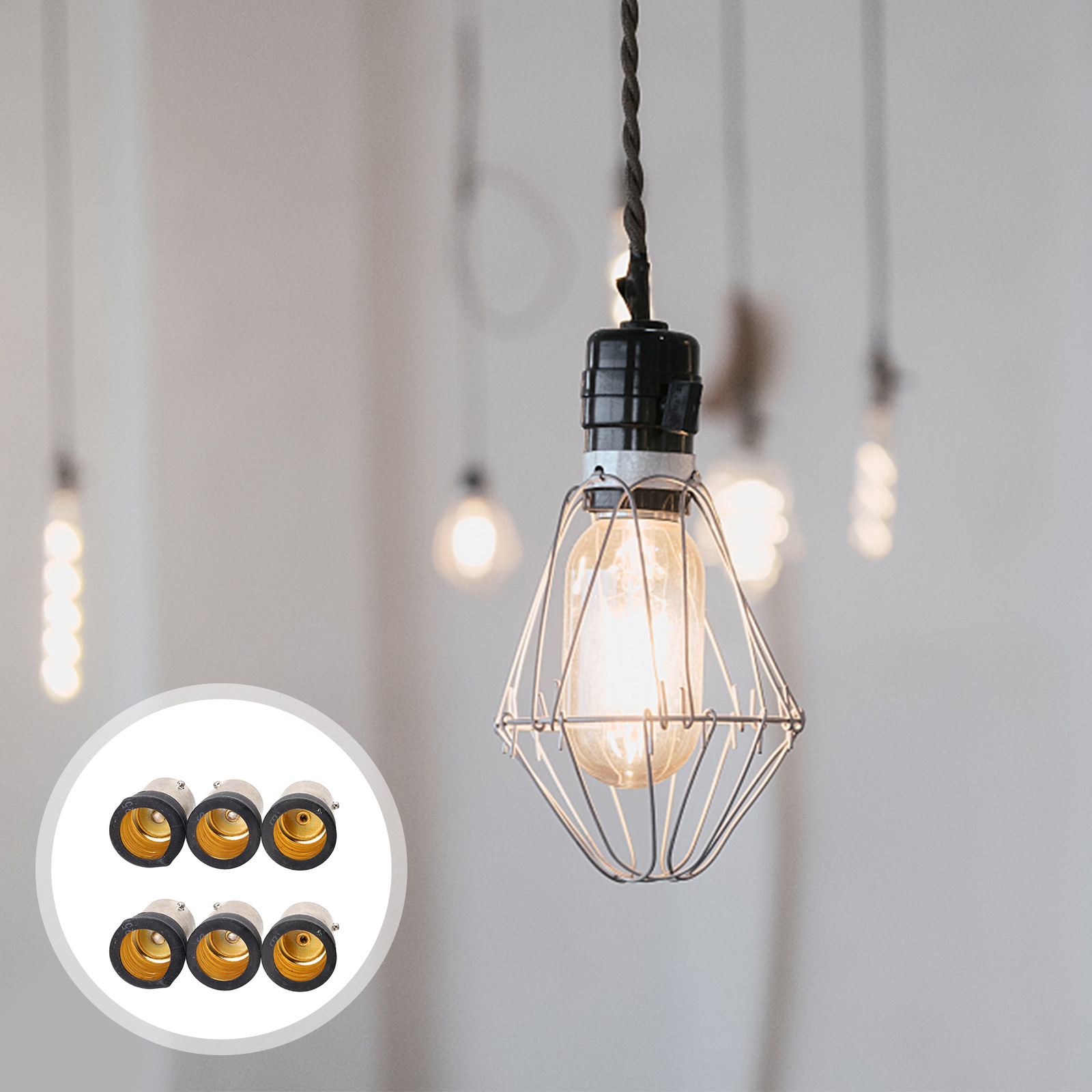 6 st glödlampskonverterare sockeladapter lampsockelhållare plast led-lamphållare  b15 to e14 socklar belysningstillbehör