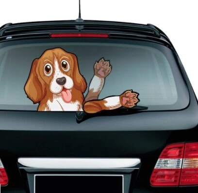 Joylive auto ruitenwisser stickers voor autoproducten auto stickers en decals labrador hond zwaaiende ruitenwisser stickers: Beagle terriër hond